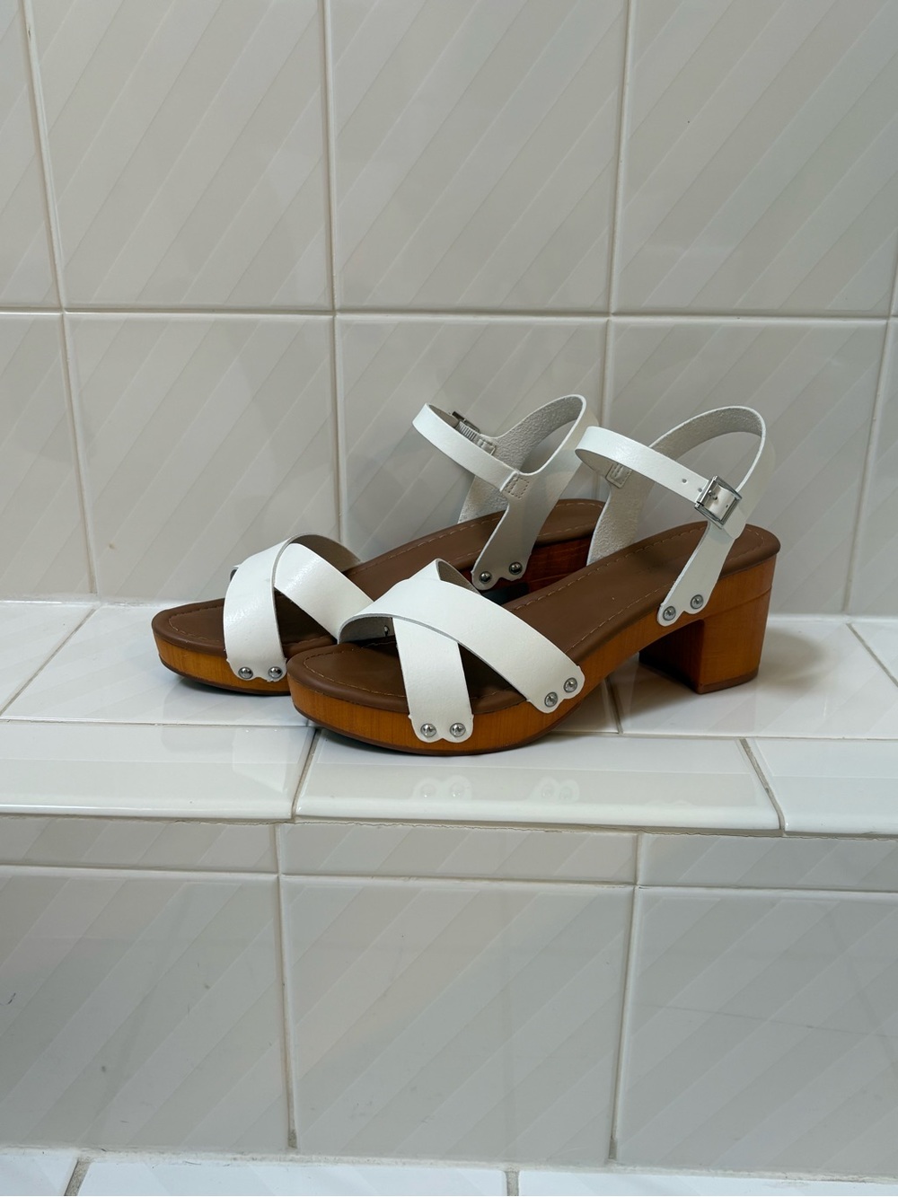 Cushionaire White Ankle-Strap Block Heel Sandal - Picture 3 of 12